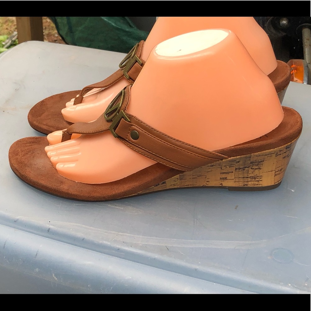 Vionic Josephine Saddle Cork Look Wedge Sandals